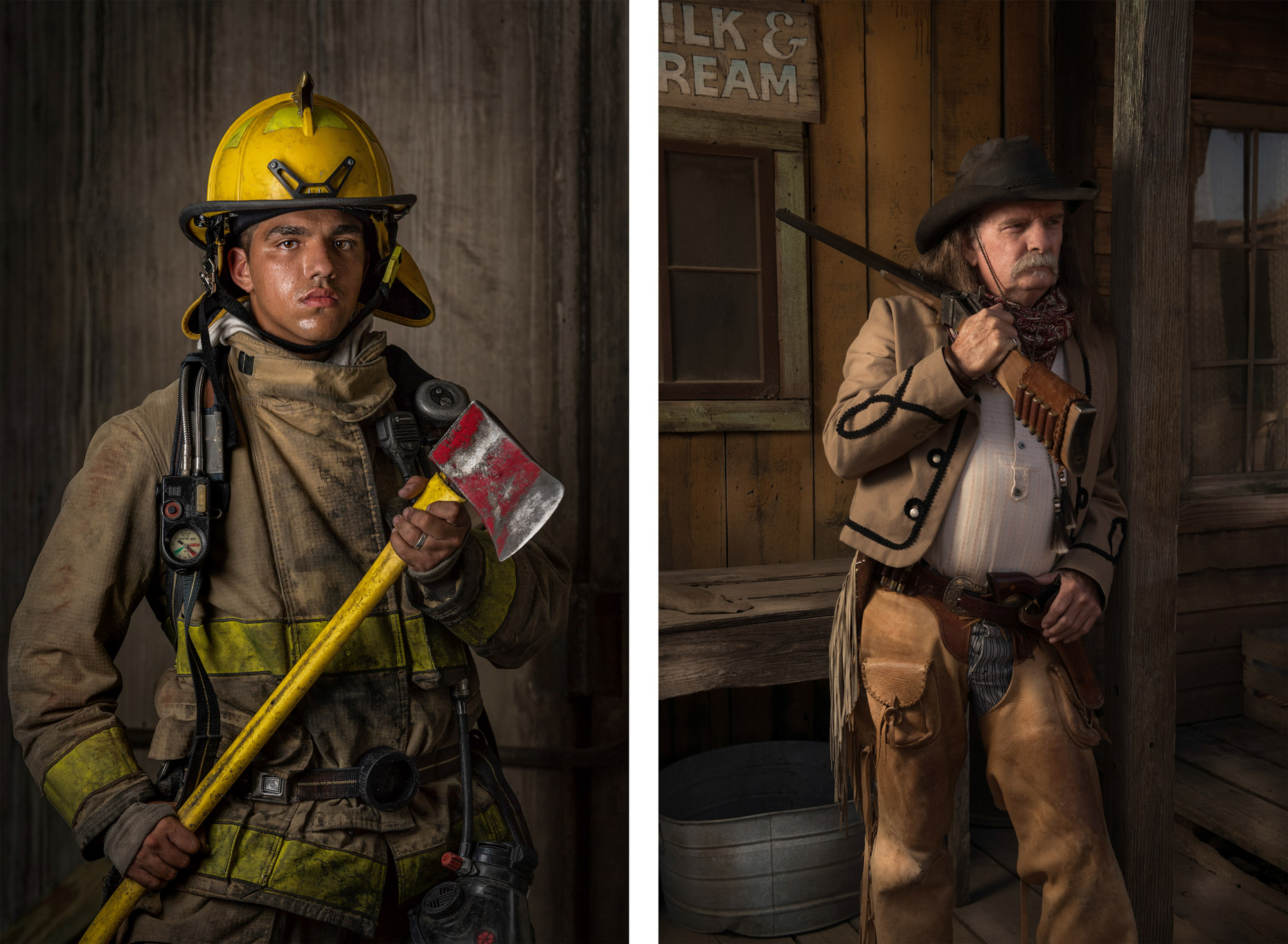 Fireman and Cowboy - Arlington, Texas Editorial photographer Kevin Brown