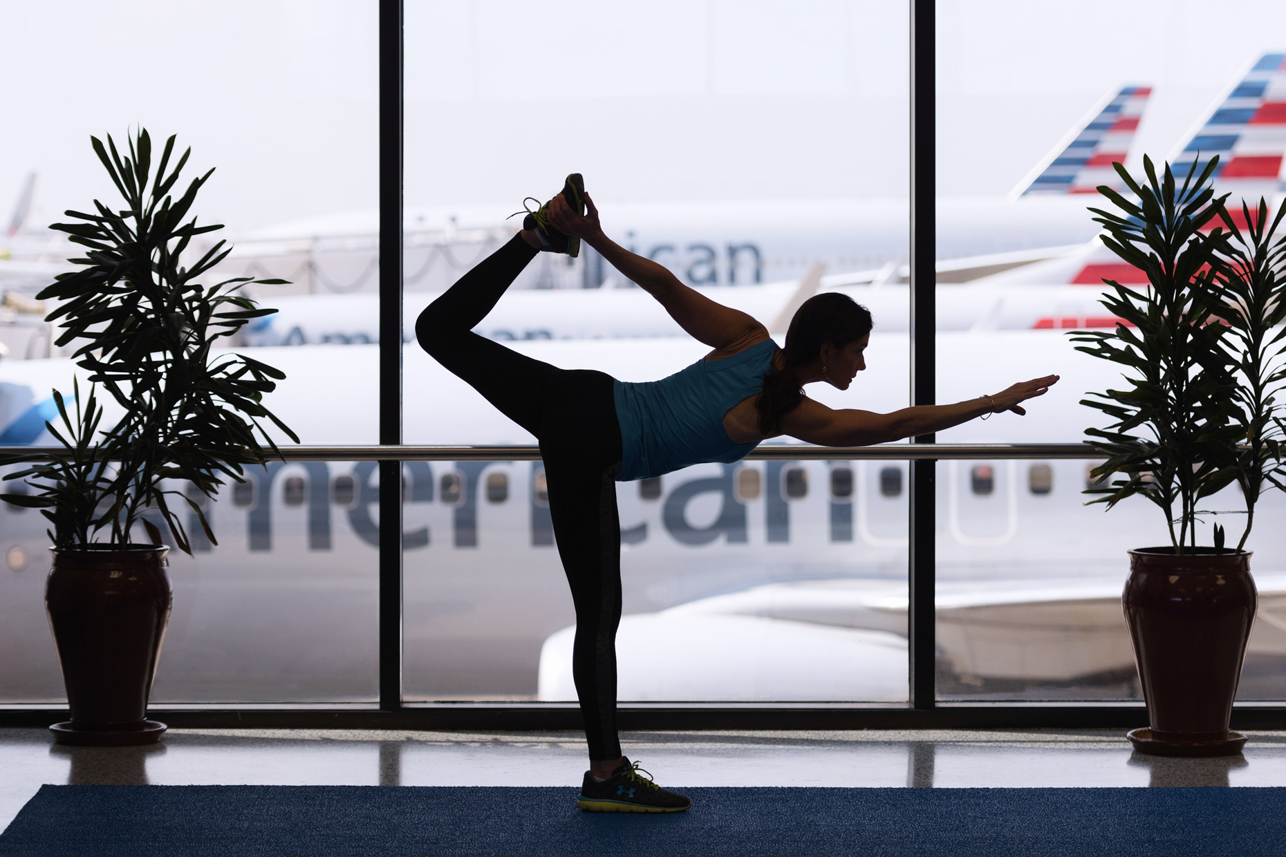 Yoga at DFW Airport by Kevin Brown