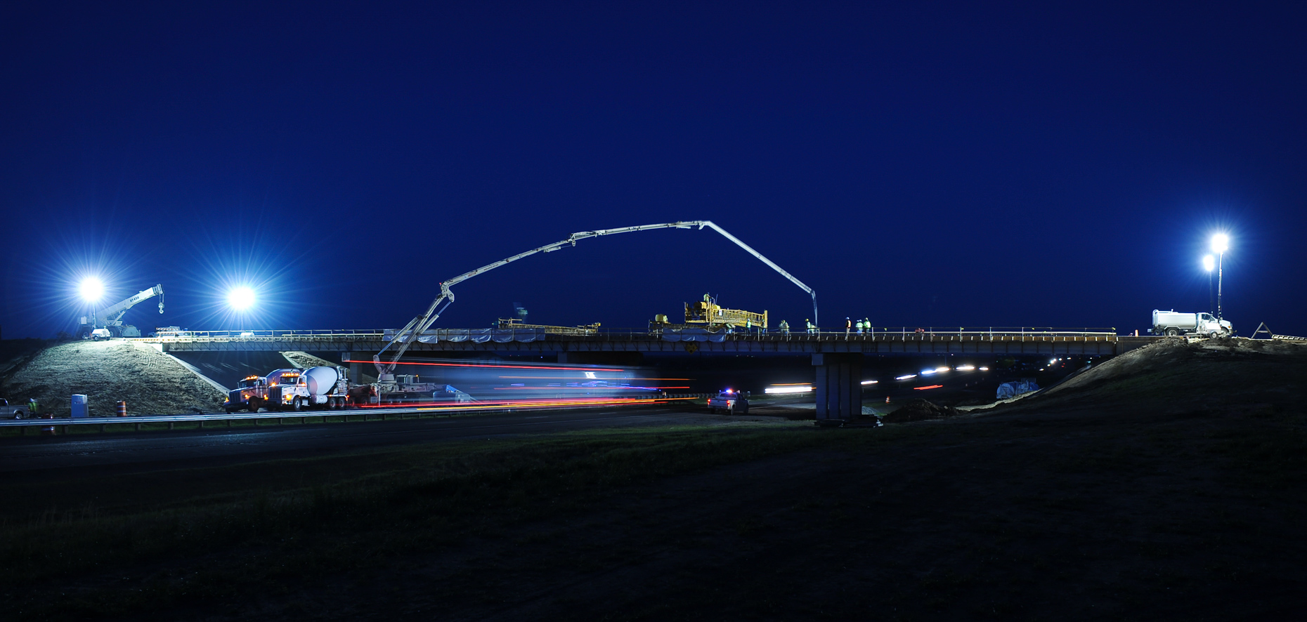 Overnight concrete pour near Sherman, Texas photographed by Kevin Brown.