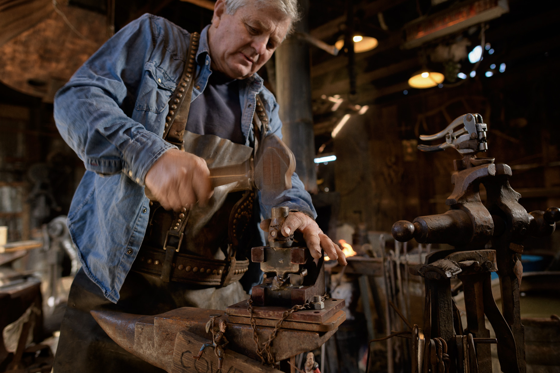 Grapevine, TX blacksmith by Dallas editorial photographer Kevin Brown