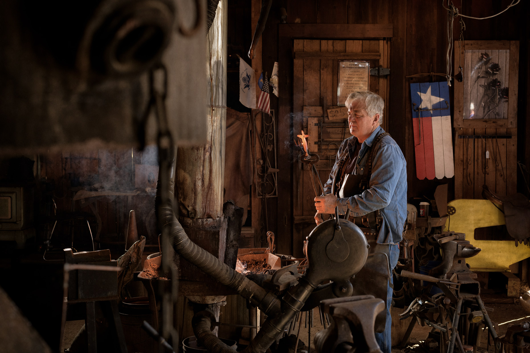 Grapevine, TX blacksmith by Dallas editorial photographer Kevin Brown