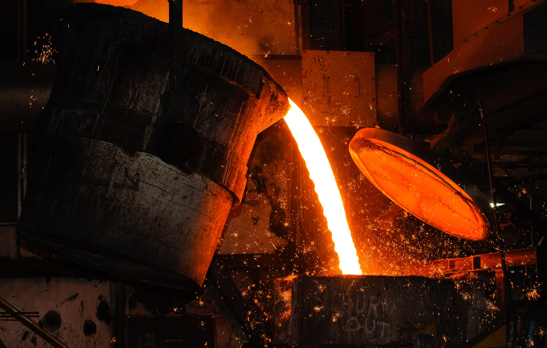 Molten steel at Tyler Pipe in Tyler, Texas photographed by industrial photographer Kevin Brown.